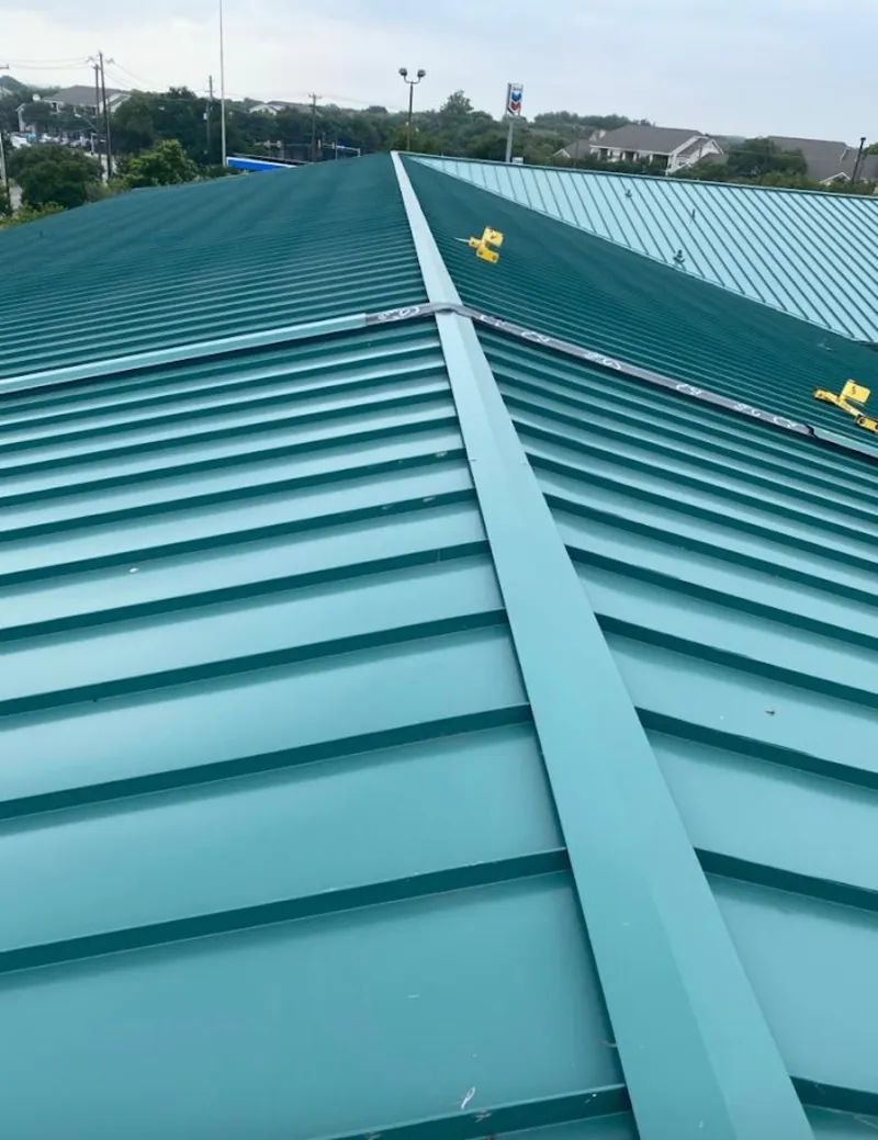 Green commercial metal roof ridge and valley for Metal Roof Repair in West Dundee